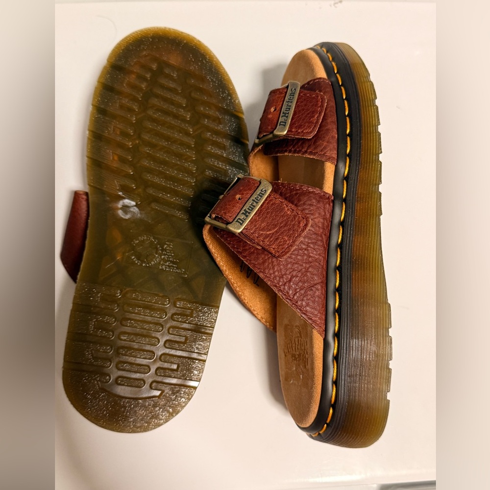 Dr. Martens Chestnut Leather Slide Sandals
